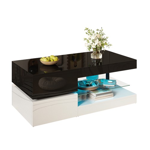Hochglanz couchtisch mit rgb - hochglanz,