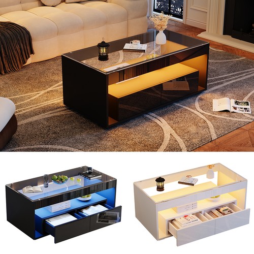 Hochglanz led couchtisch mit - led,