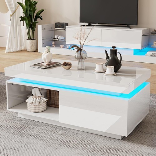 Hochglanz couchtisch mit led - couchtisch,