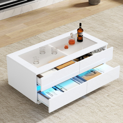 Hochglanz couchtisch mit led - couchtisch,